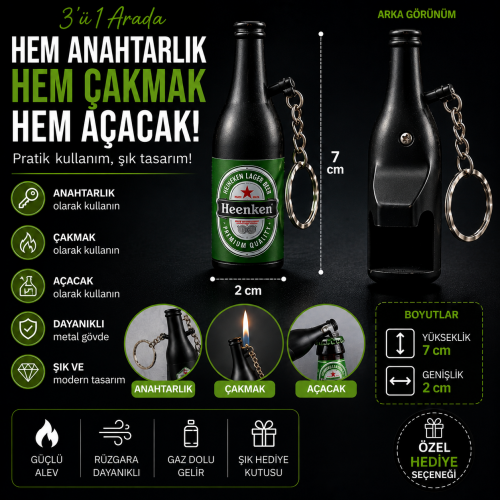 ŞİŞE ÇAKMAK + ANAHTARLIK + AÇACAK